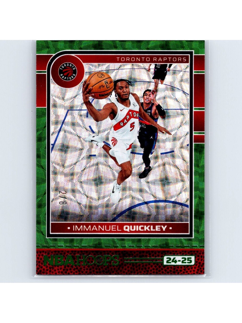 2024-25 Hoops Immanuel Quickley #123 Green Scope #/8 Toronto Raptors